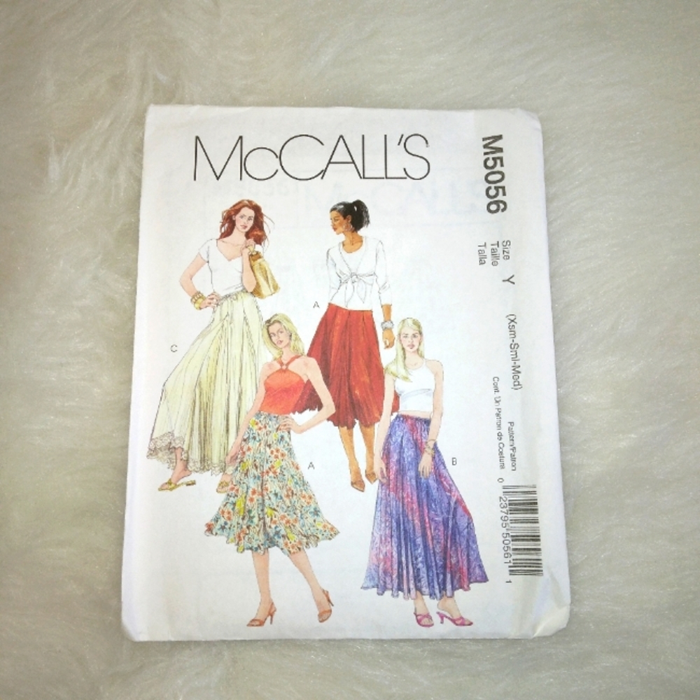 MCCALL'S M5056 Sz XS-S-M Misses skirt in 3 lengths w/godets and elastic …